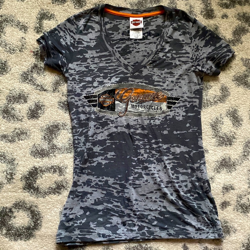 Harley Davidson Camoflauge Burnout Vneck Tee Large Nashville dealer